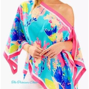 NWT Lilly Pulitzer Silk Top “Shorely Blue Pink”